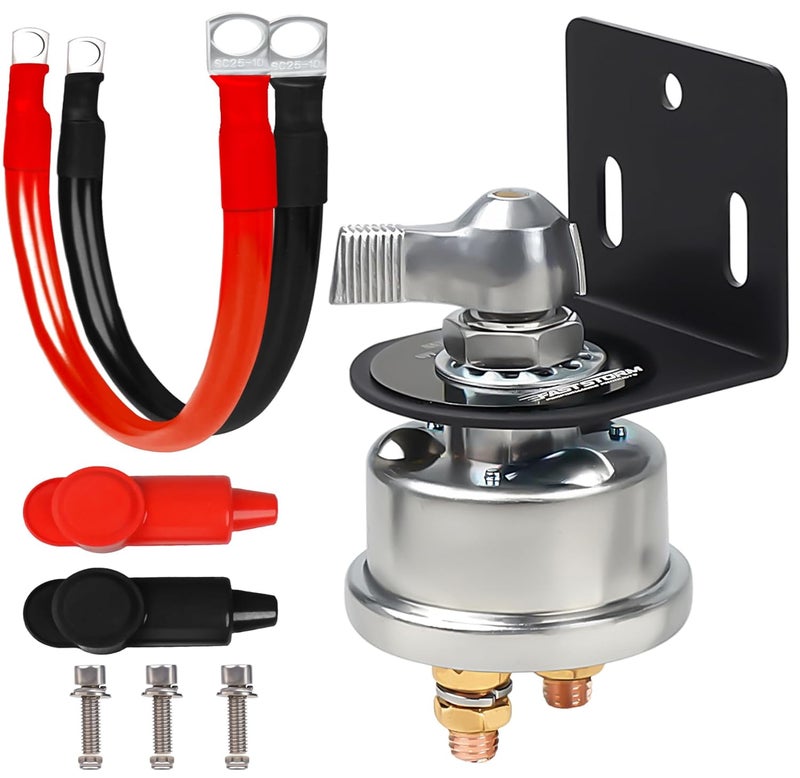 FASTSTORM 200A 12-48V High Current Master Battery Disconnect Switch Battery Power Cut Off Isolator Killer Switch with Face Plate for Car Vehicle RV Truck Boat Marine ATV - Image 1